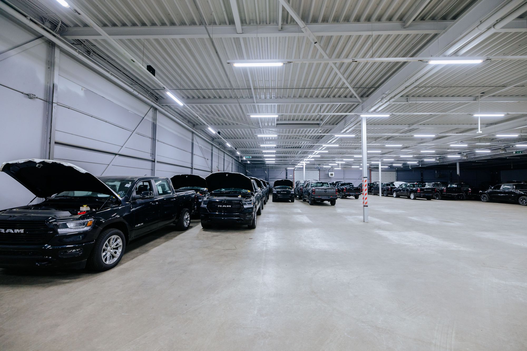 The SCL compound with vehicles in storage