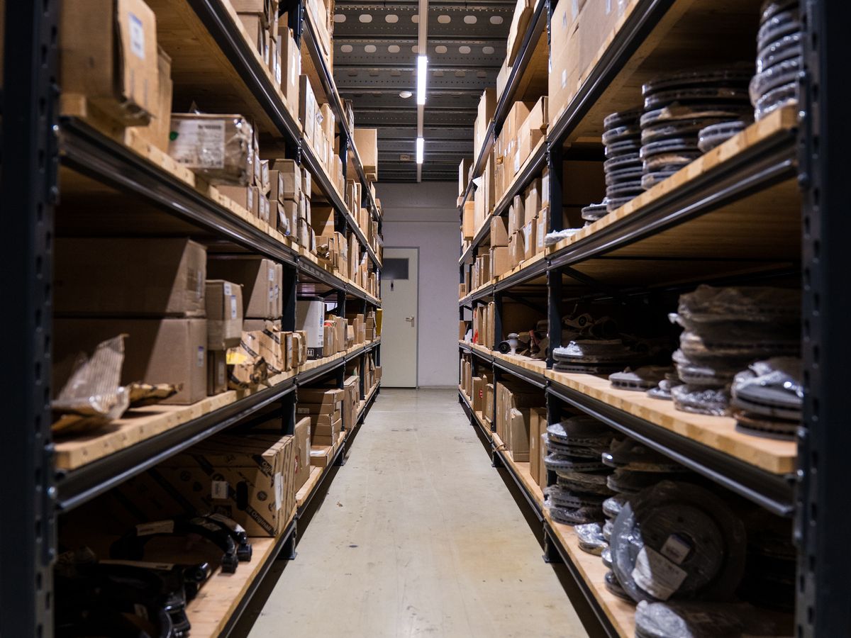 Aisle with parts on the shelves