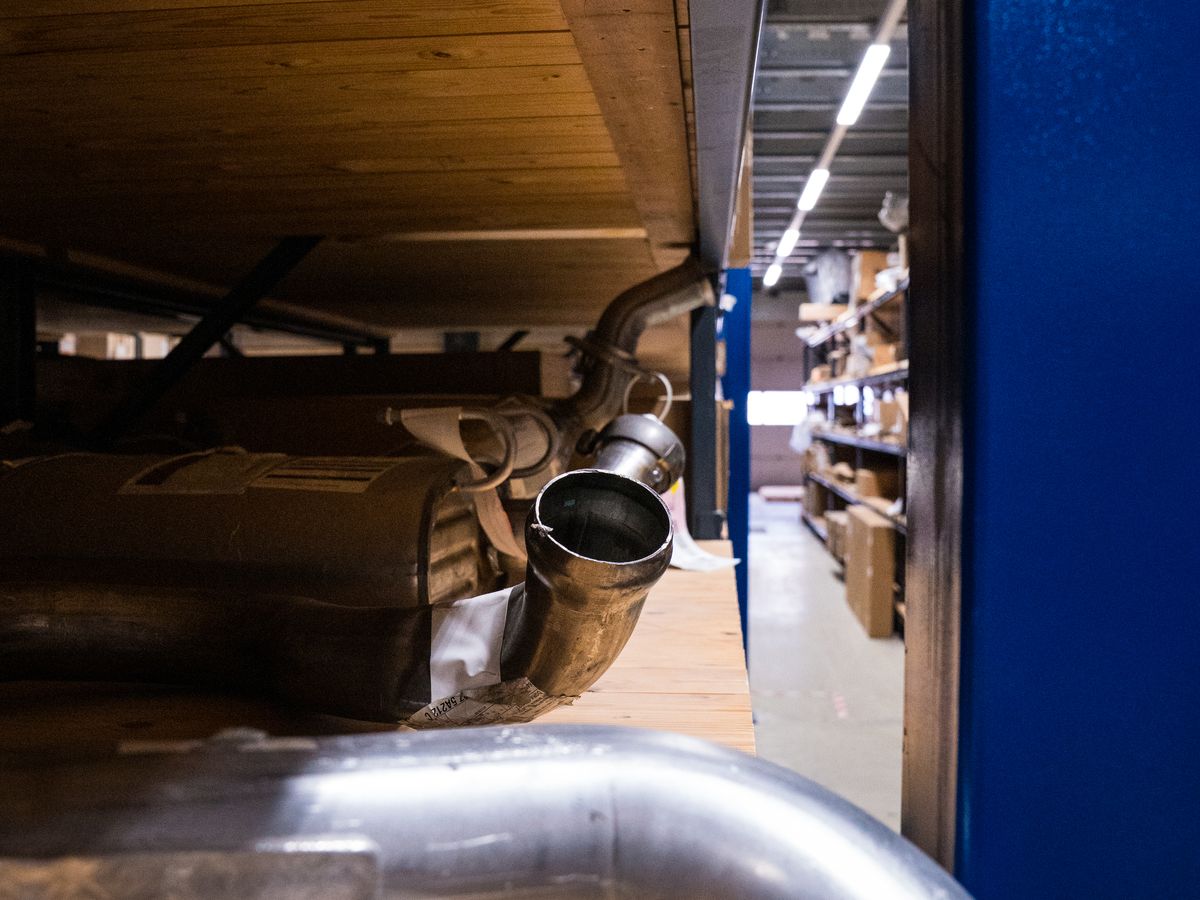 Exhaust parts in the warehouse
